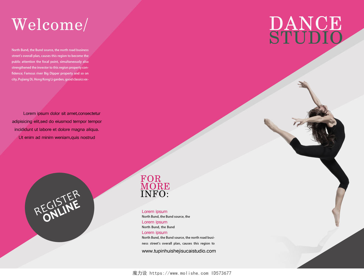 舞蹈单页公司介绍时尚舞蹈培训三折页模板下载